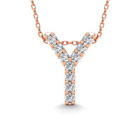 Thumbnail for Diamond 1/10 Ct.Tw. Letter Y Pendant in 14K Rose Gold