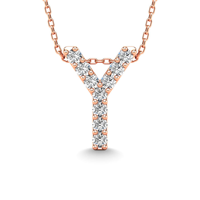 Diamond 1/10 Ct.Tw. Letter Y Pendant in 14K Rose Gold""