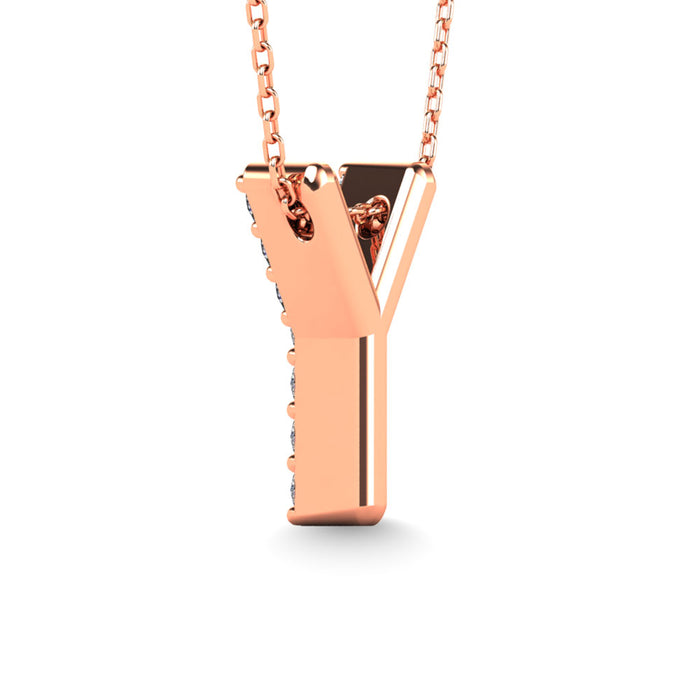 Diamond 1/10 Ct.Tw. Letter Y Pendant in 14K Rose Gold""