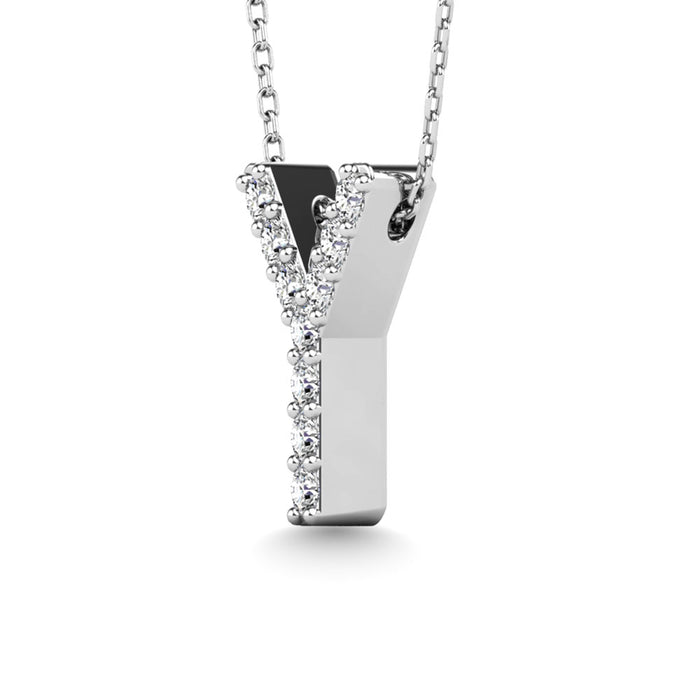 Diamond 1/10 Ct.Tw. Letter Y Pendant in 14K White Gold""