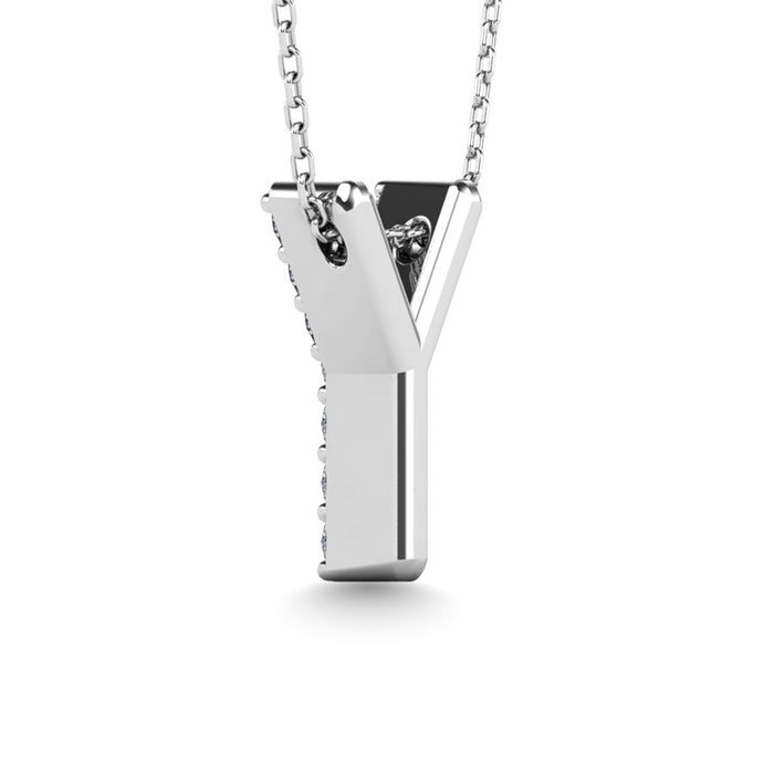 Diamond 1/10 Ct.Tw. Letter Y Pendant in 14K White Gold""