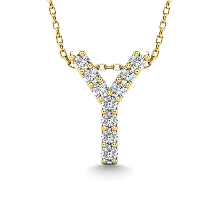 Diamond 1/10 Ct.Tw. Letter Y Pendant in 14K Yellow Gold""