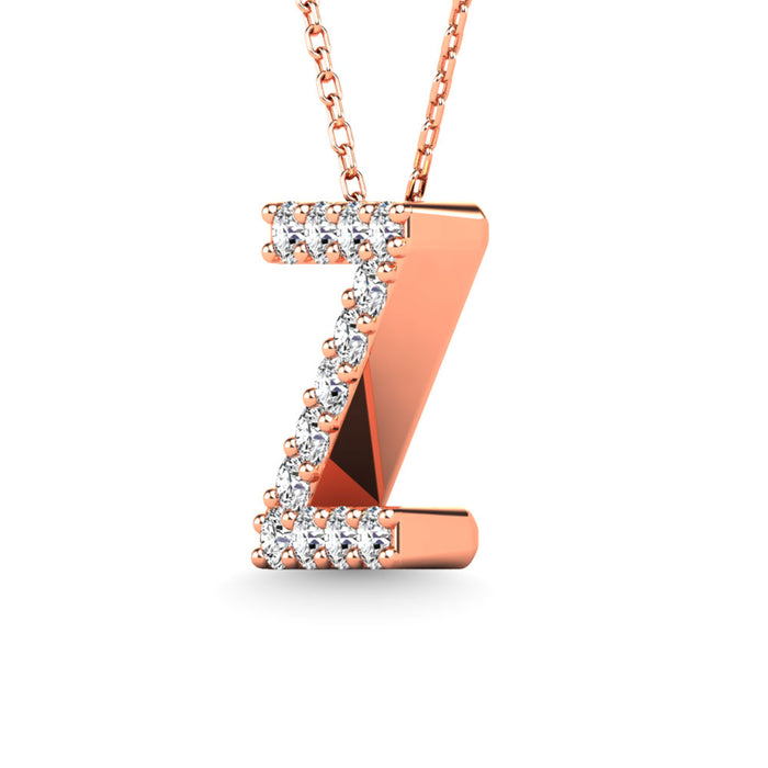 Diamond 1/8 Ct.Tw. Letter Z Pendant in 14K Rose Gold""