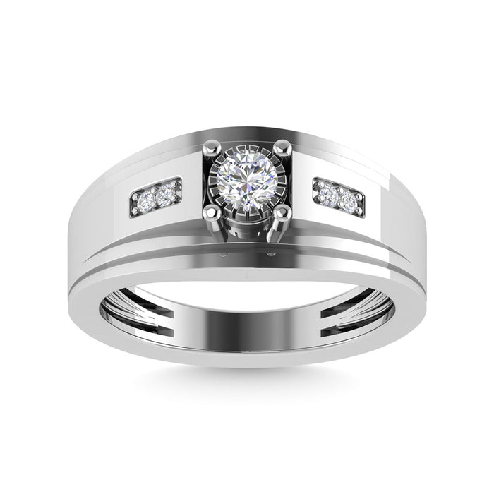 Diamond 1/4 Ct.Tw. Mens Fashion Ring in 10K White Gold