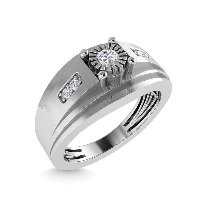 Diamond 1/4 Ct.Tw. Mens Fashion Ring in 10K White Gold