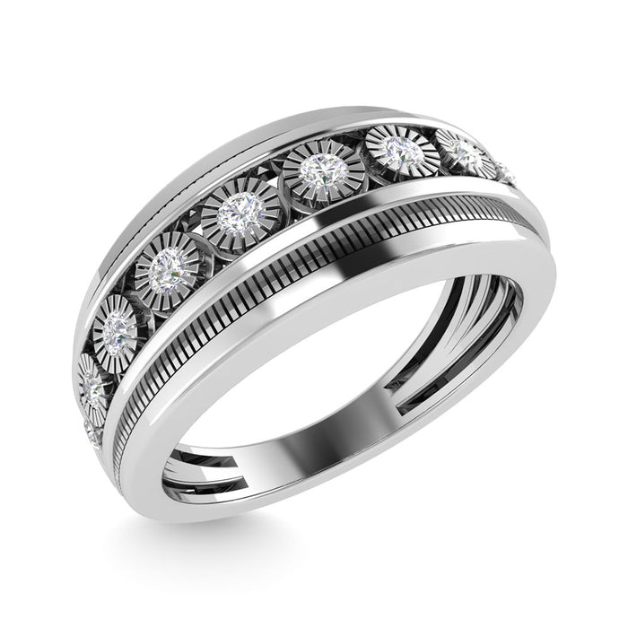 Diamond 1/4 Ct.Tw. Mens Fashion Ring in 10K White Gold