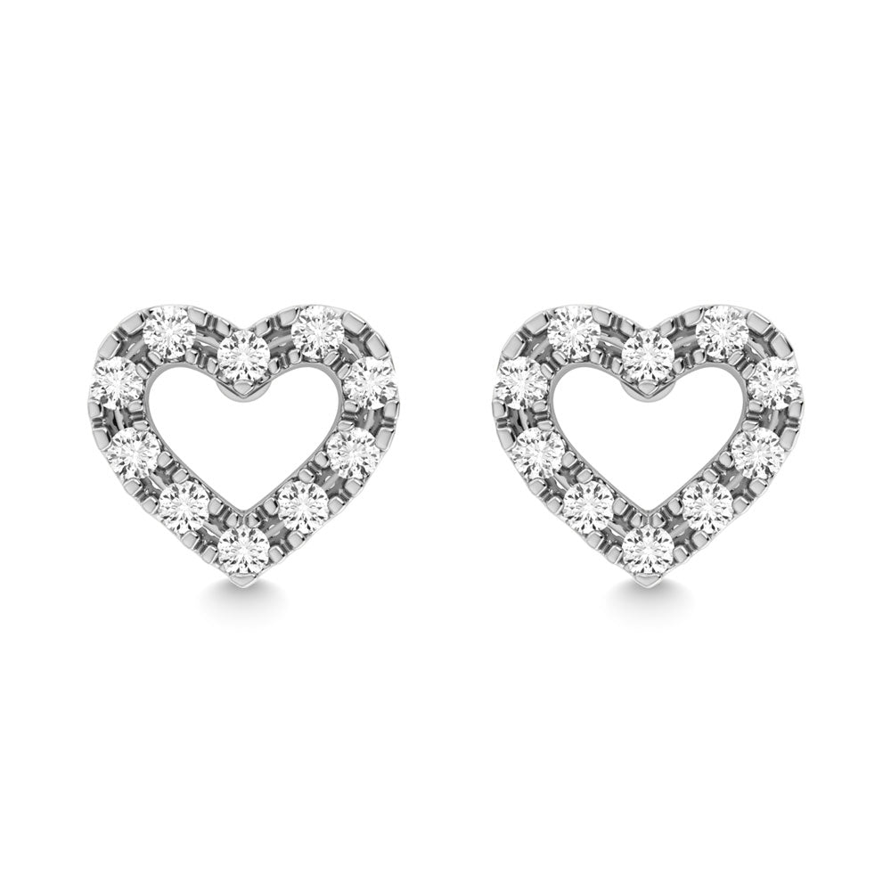 Diamond 1/20 Ct.Tw. Heart Earrings in 10K White Gold