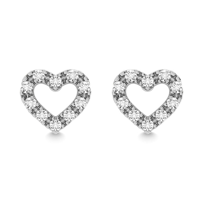 Diamond 1/20 Ct.Tw. Heart Earrings in 10K White Gold