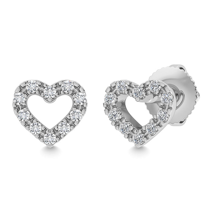 Diamond 1/20 Ct.Tw. Heart Earrings in 10K White Gold