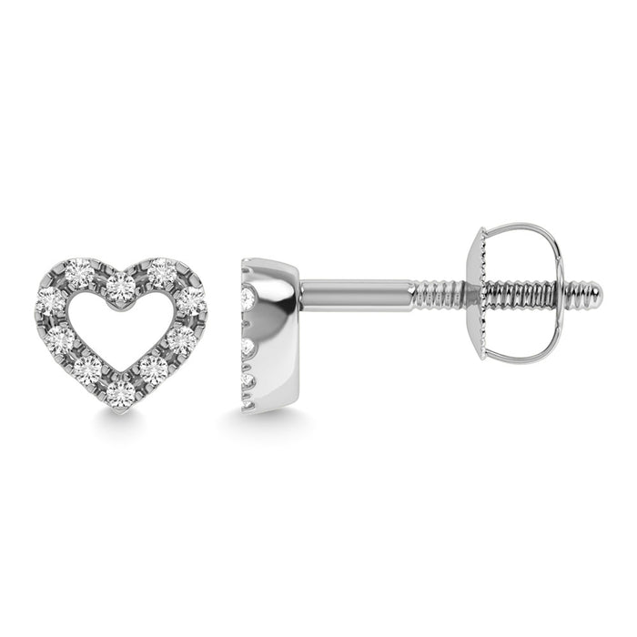 Diamond 1/20 Ct.Tw. Heart Earrings in 10K White Gold