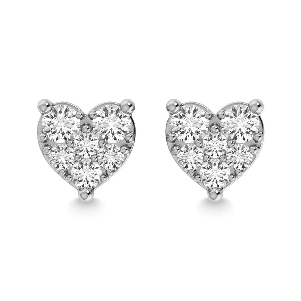 Diamond 1/5 Ct.Tw. Heart Earrings in 10K White Gold