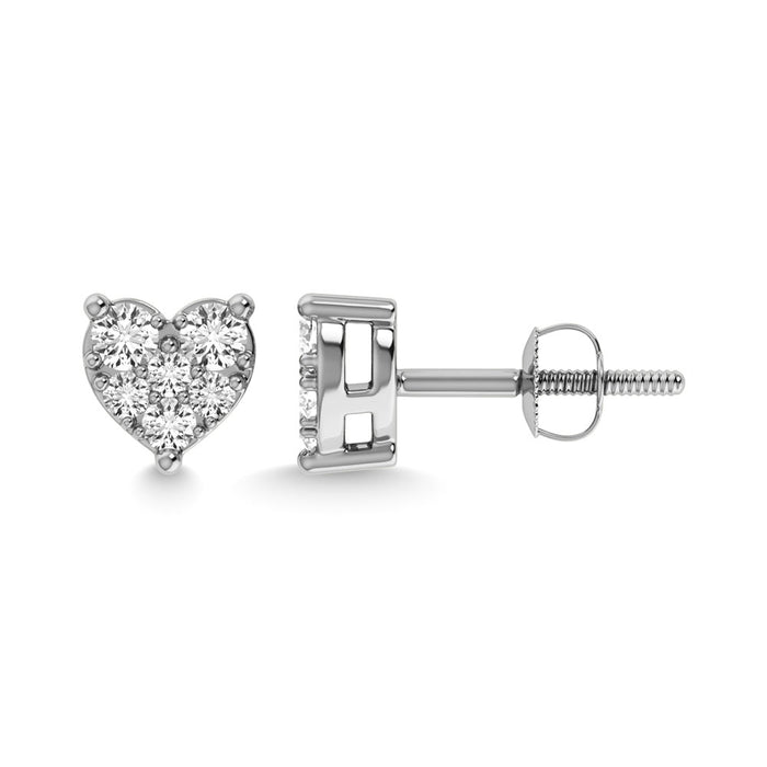 Diamond 1/5 Ct.Tw. Heart Earrings in 10K White Gold