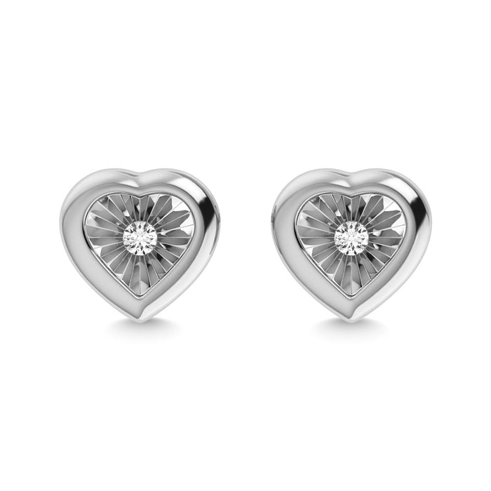 Diamond 1/50 Ct.Tw. Heart Earrings in 925 Silver