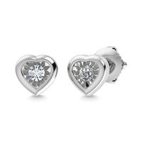 Thumbnail for Diamond 1/50 Ct.Tw. Heart Earrings in 925 Silver