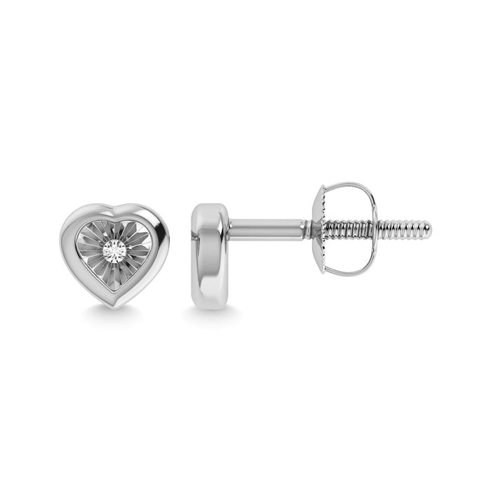 Diamond 1/50 Ct.Tw. Heart Earrings in 925 Silver