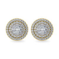 Thumbnail for Diamond 7/8 Ct.Tw. Round Shape Cluster Earrings in 10K Yellow Gold