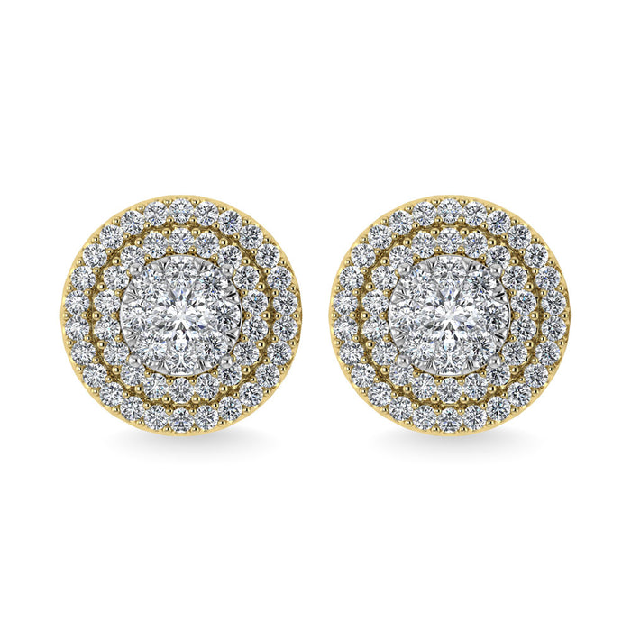 Diamond 7/8 Ct.Tw. Round Shape Cluster Earrings in 10K Yellow Gold