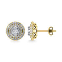 Thumbnail for Diamond 7/8 Ct.Tw. Round Shape Cluster Earrings in 10K Yellow Gold