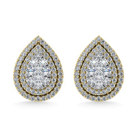 Thumbnail for Diamond 7/8 Ct.Tw. Pear Shape Cluster Earrings in 10K Yellow Gold