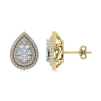 Thumbnail for Diamond 7/8 Ct.Tw. Pear Shape Cluster Earrings in 10K Yellow Gold