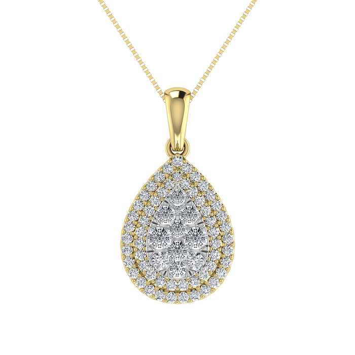 Diamond 3/4 Ct.Tw. Pear Shape Cluster Pendant in 10K Yellow Gold