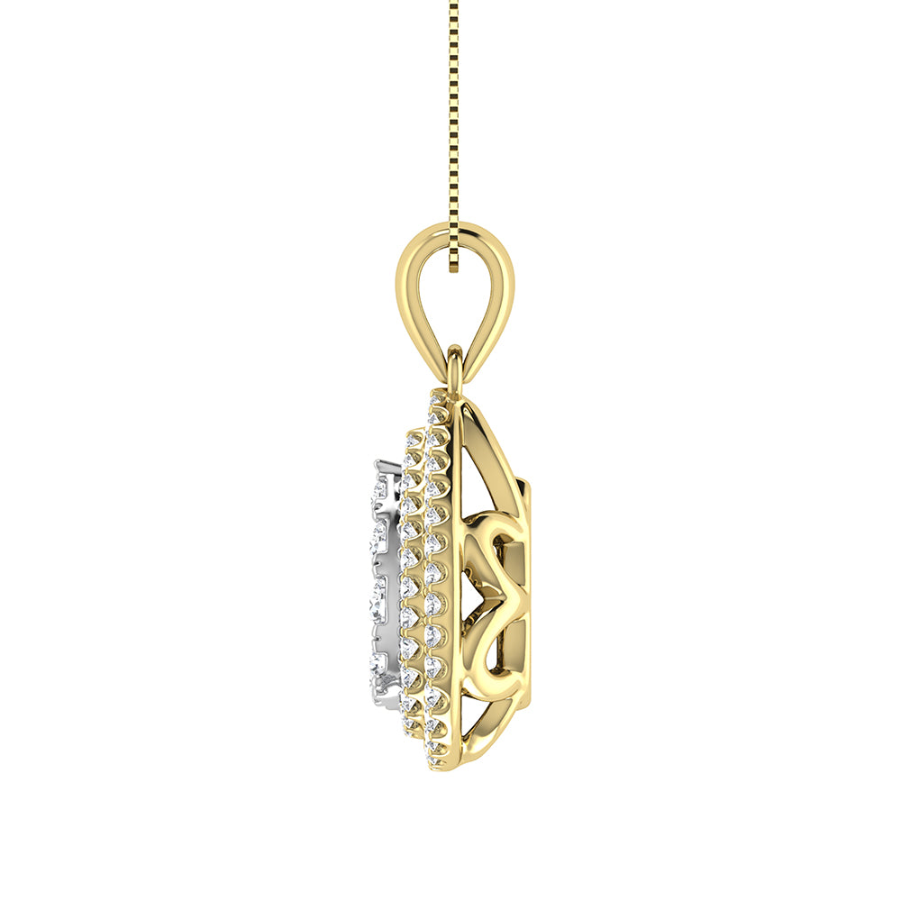 Diamond 3/4 Ct.Tw. Pear Shape Cluster Pendant in 10K Yellow Gold