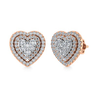 Thumbnail for Diamond 7/8 Ct.Tw. Heart Earrings in 14K Rose Gold