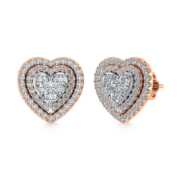 Diamond 7/8 Ct.Tw. Heart Earrings in 14K Rose Gold