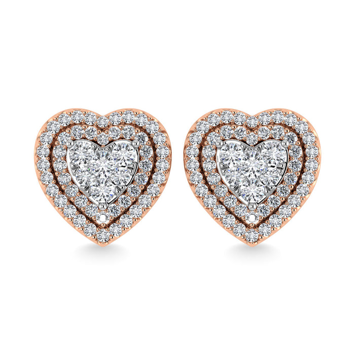 Diamond 7/8 Ct.Tw. Heart Earrings in 14K Rose Gold