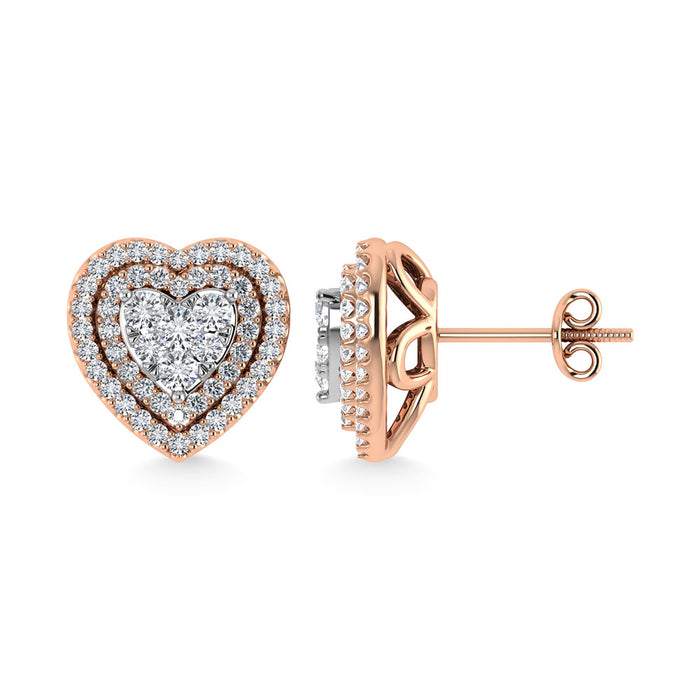 Diamond 7/8 Ct.Tw. Heart Earrings in 14K Rose Gold