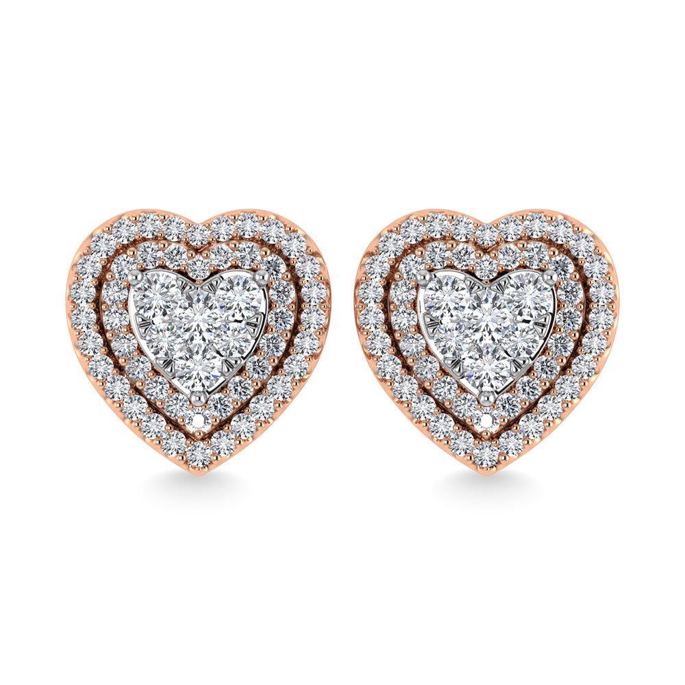 Diamond 7/8 Ct.Tw. Heart Earrings in 10K Rose Gold