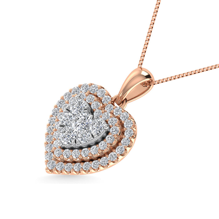 Diamond 3/4 Ct.Tw. Heart Pendant in 14K Rose Gold