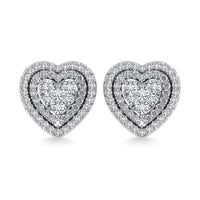 Thumbnail for Diamond 7/8 Ct.Tw. Heart Earrings in 10K White Gold