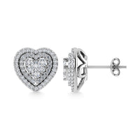 Thumbnail for Diamond 7/8 Ct.Tw. Heart Earrings in 10K White Gold