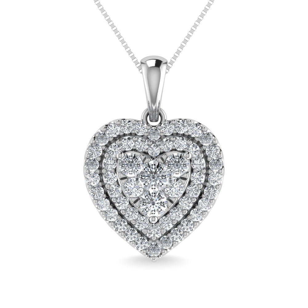 Diamond 3/4 Ct.Tw. Heart Pendant in 14K White Gold