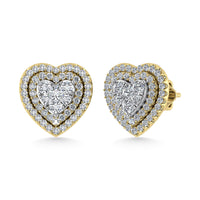 Thumbnail for Diamond 7/8 Ct.Tw. Heart Earrings in 14K Yellow Gold