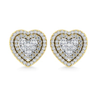 Thumbnail for Diamond 7/8 Ct.Tw. Heart Earrings in 14K Yellow Gold