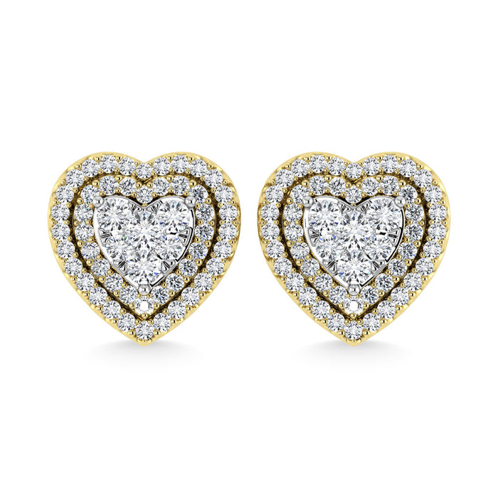 Diamond 7/8 Ct.Tw. Heart Earrings in 14K Yellow Gold