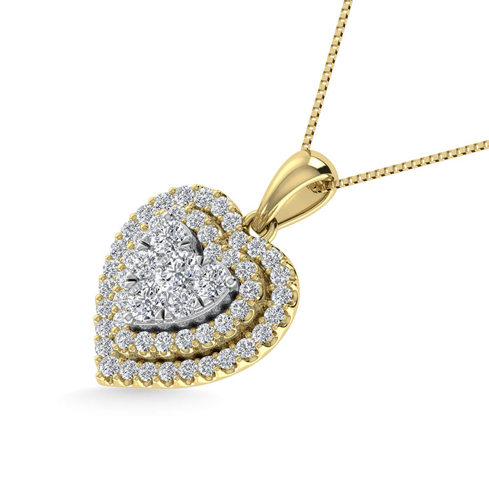 Diamond 3/4 Ct.Tw. Heart Pendant in 14K Yellow Gold