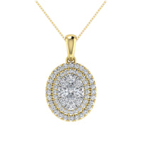 Thumbnail for Diamond 3/4 Ct.Tw. Oval Shape Cluster Pendant in 10K Yellow Gold