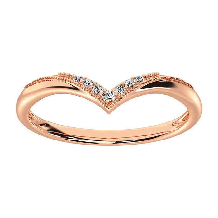 10K Rose Gold 1/20 Ct.Tw. Diamond Chevron Band