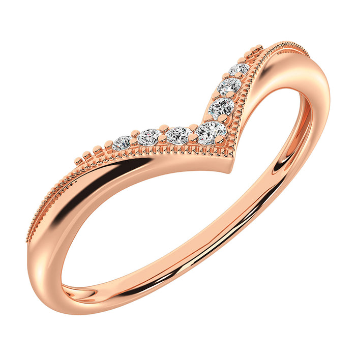 10K Rose Gold 1/20 Ct.Tw. Diamond Chevron Band