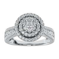 Thumbnail for 14K White Gold 1 Ct.Tw. Diamond Flower Cluster Engagement Ring