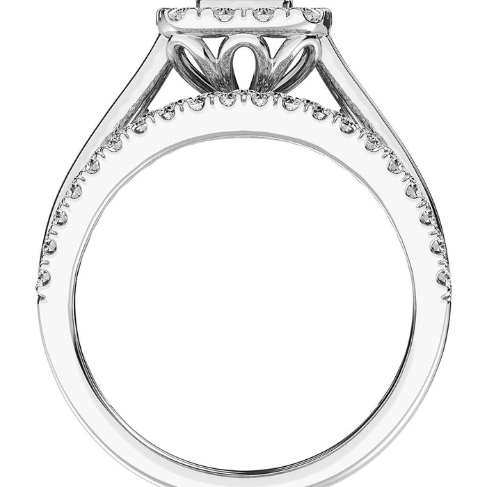 10K White Gold 1 1/2 Ct.Tw. Diamond Round and Baguette Bridal Ring