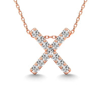 Thumbnail for Diamond 1/8 Ct.Tw. Letter X Pendant in 14K Rose Gold