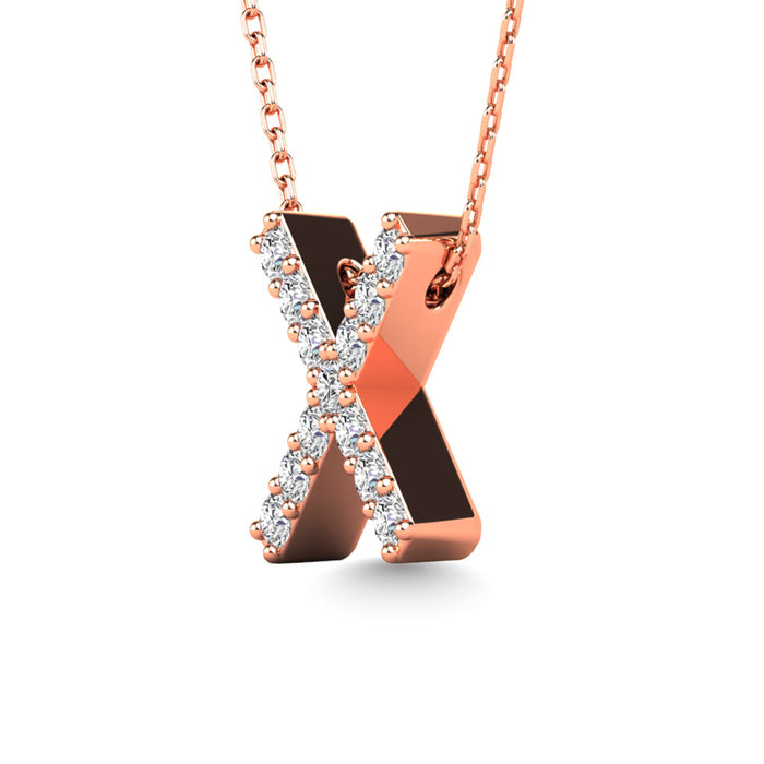 Diamond 1/8 Ct.Tw. Letter X Pendant in 14K Rose Gold""