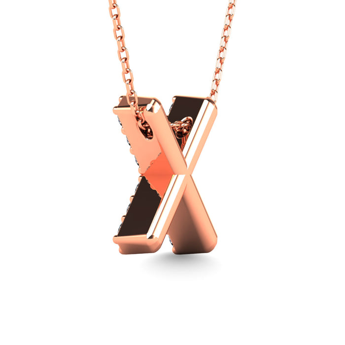 Diamond 1/8 Ct.Tw. Letter X Pendant in 14K Rose Gold""