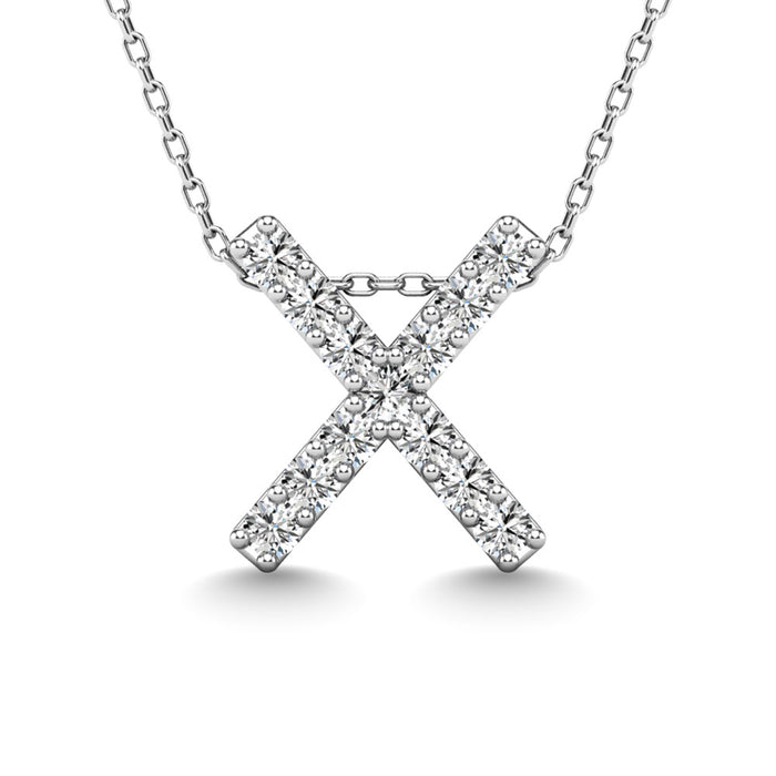 Diamond 1/8 Ct.Tw. Letter X Pendant in 14K White Gold""