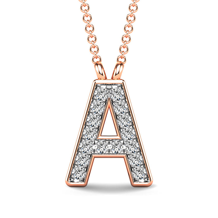 Diamond 1/20 Ct.Tw. Letter A Pendant in 10K Rose Gold""