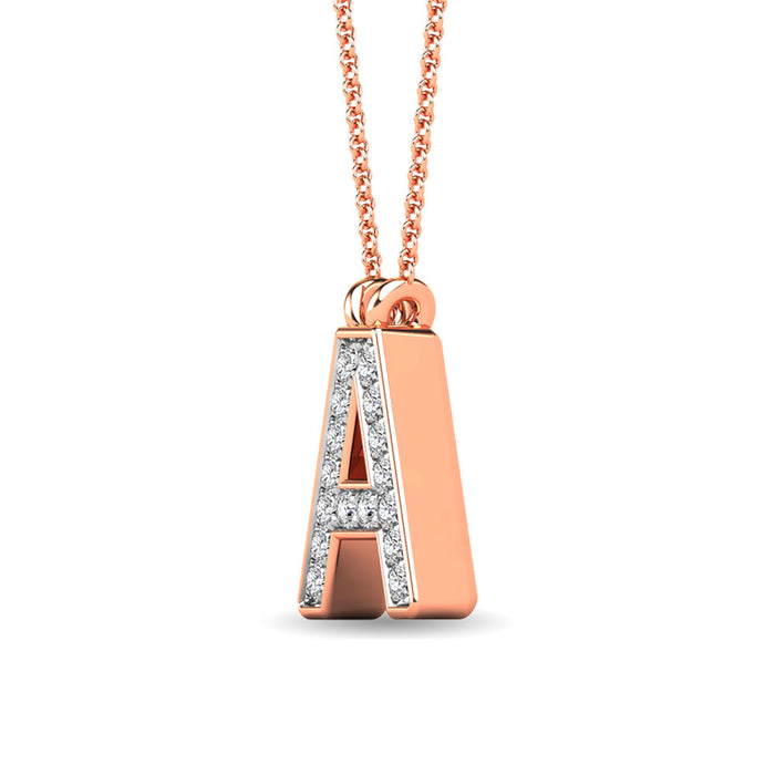 Diamond 1/20 Ct.Tw. Letter A Pendant in 10K Rose Gold""